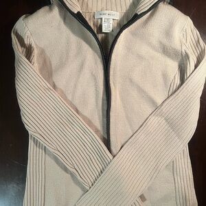 Nine West Beige Ribbed Hoodie